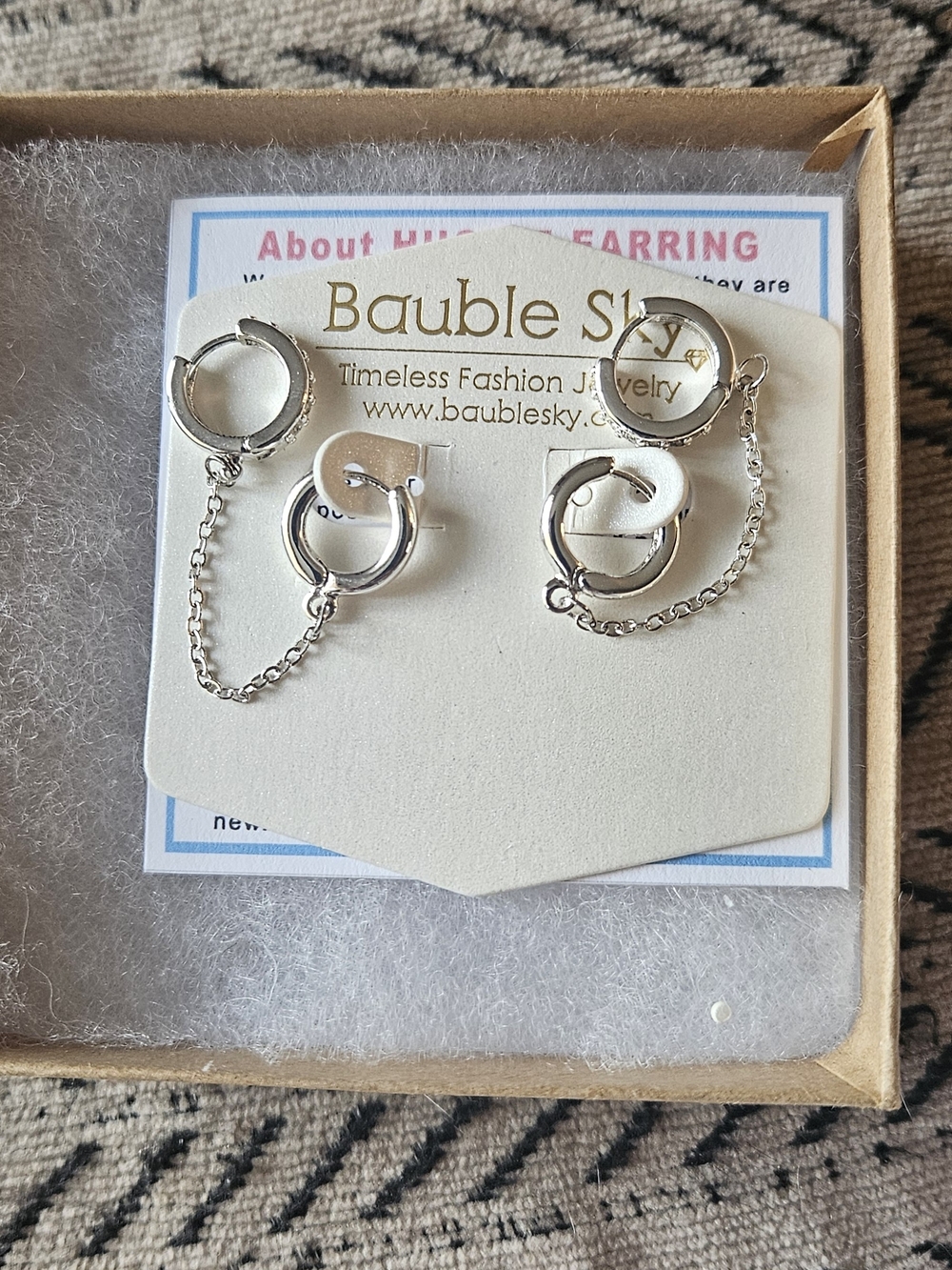 Silver Chain Hoop Ear Cuff Set - Silver